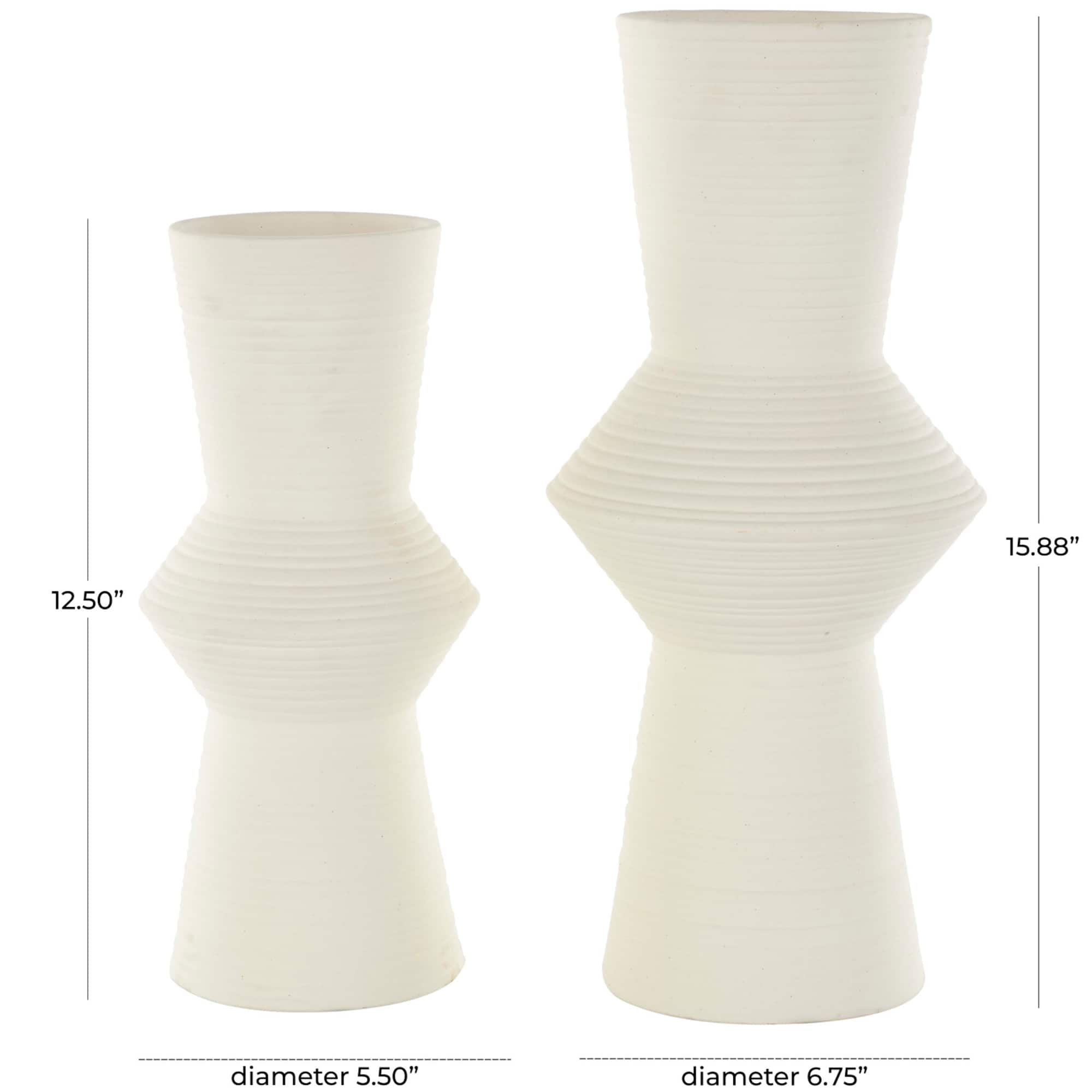 Ceramic Ribbed Cone Shaped Vase Set